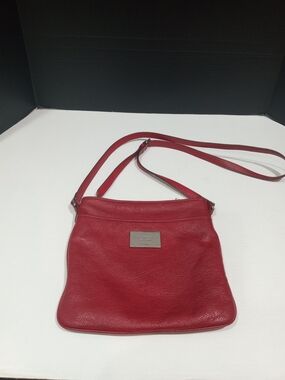 Lauren Ralph Lauren Red Pebbled Leather Crossbody Shoulder Bag
